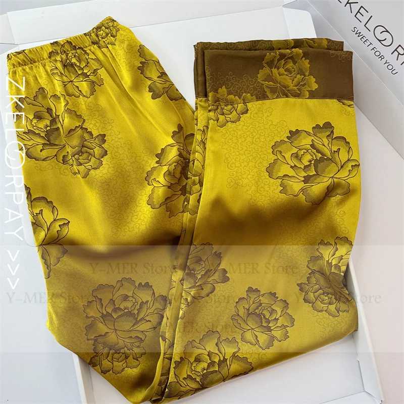 Yellow Jacquard Pyjamas Femme Women Elegant Home Clothes Short Sleeve Pijama Mujer Sexy Lace Trim Sleepwear Nightwear Summer New Y251010