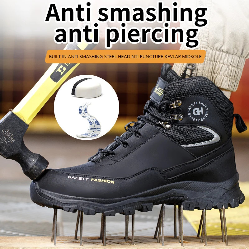 Mens Safety Shoes With Steel Toe Waterproof Boots Puncture Proof Antismash Outdoor Work Sneakers Construction 251010 - view 3