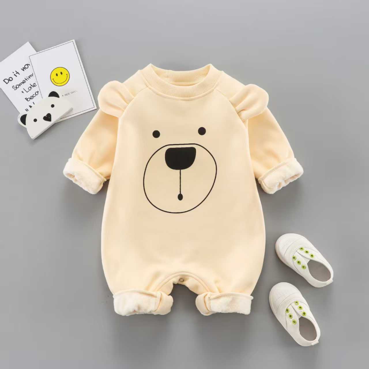 Baby jumpsuit with fleece hoodie for outdoor climbing