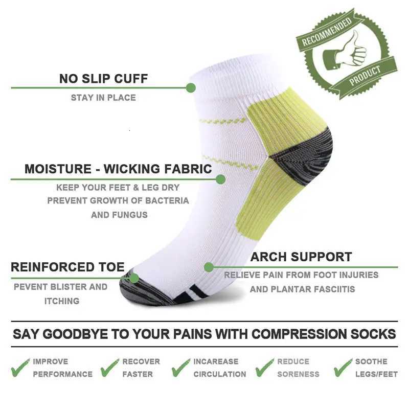 USHINE New Sports Men Women Unisex Foot Compression Socks For Plantar Fasciitis Heel Spurs Arch Pain Breathable SocksW251011