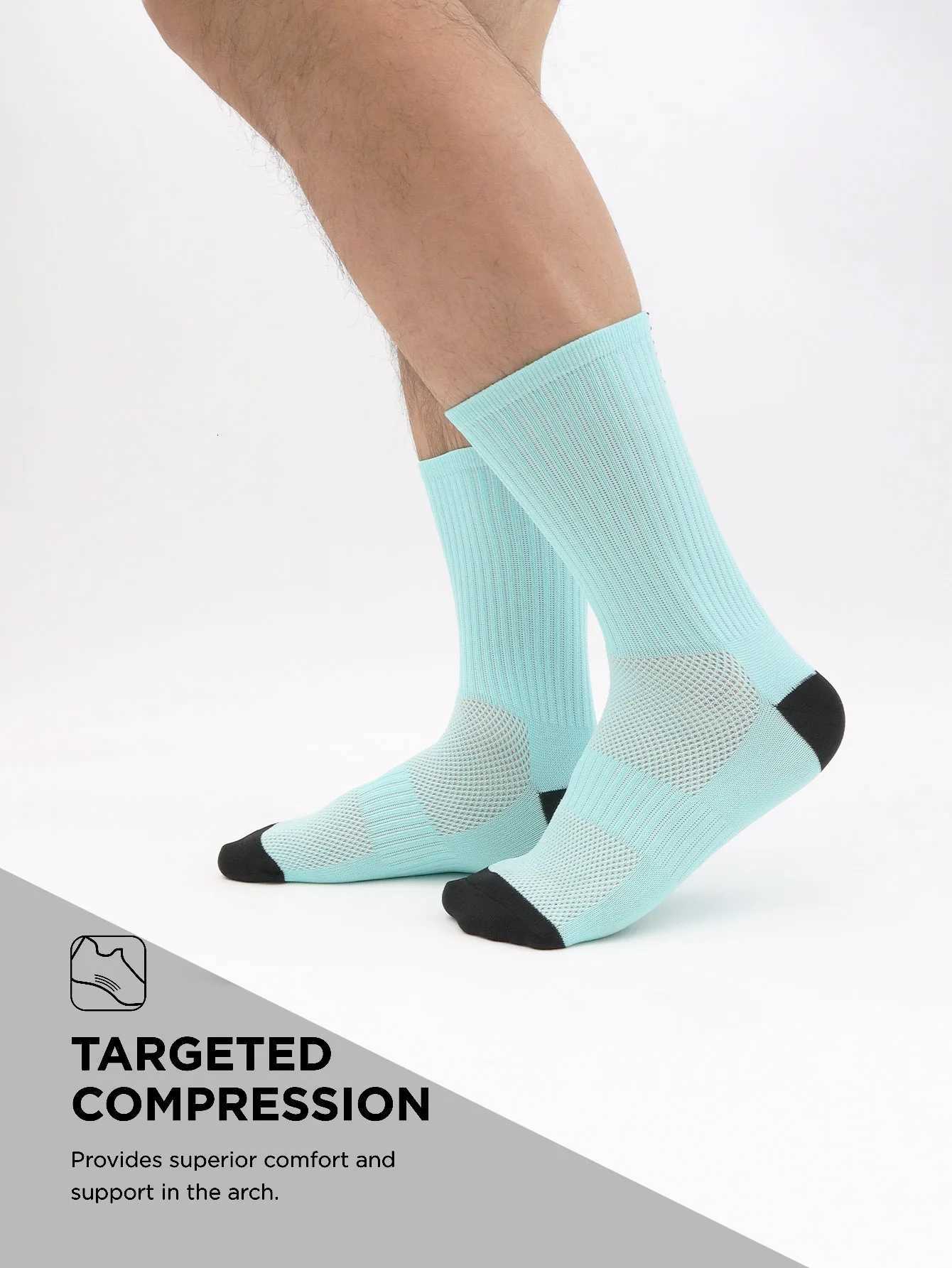 1 Pair Cycling Socks Compression Athletic Crew Running Socks Mens Womens Hiking Riding Bike Workout Climbing SportsW251011