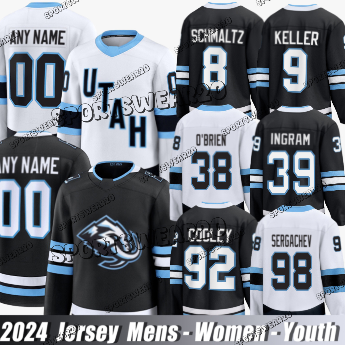 #9 Clayton Keller #92 Logan Cooley Utah Hockey Clubjersey #8 Schmaltz A #11 Guenther #27 Barrett Hayton #12 Jarome Iginla #39 Ingram #7 Kesselring #98 Sergachev Hockey Jerseys