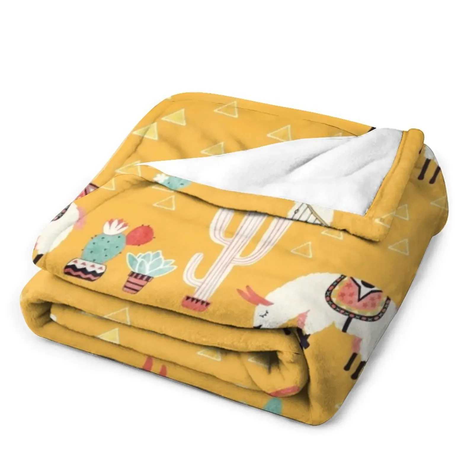 Happy llama with cactus in a pot Throw Blanket Thermal Blankets For Travel Sofas C251011