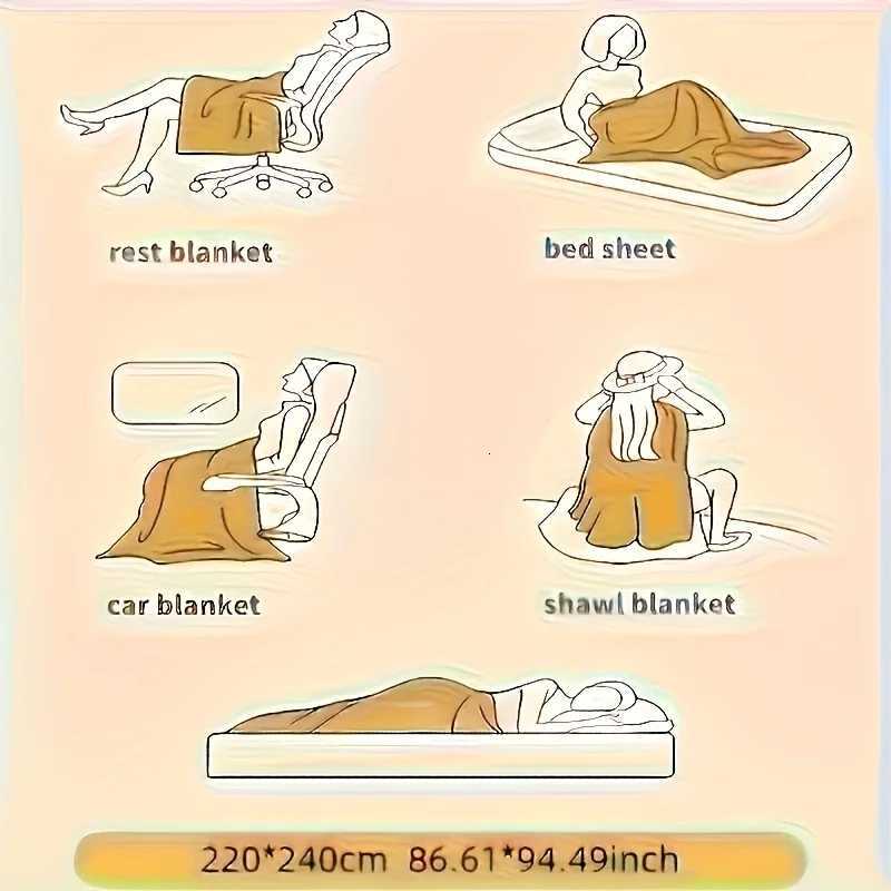 1pc Weighted Sherpa Fleece Blanket Soft Warm Faux Rabbit Fur Softness Beige White Striped Contemporary Bedspread for Bed C251011