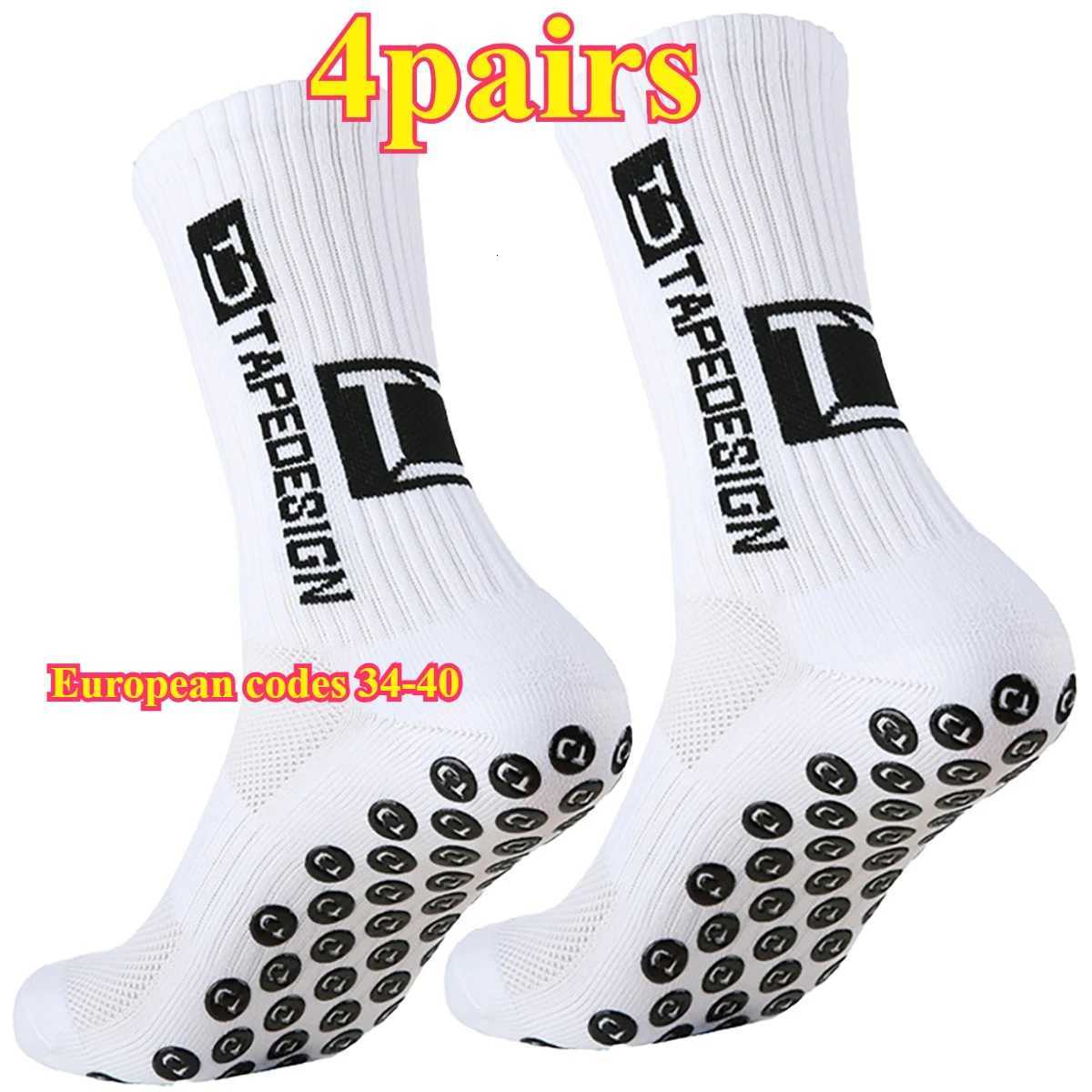 4pairs European size3440 TC mid tube glued football socks for sports training and competition non slip and breathable socksW251011