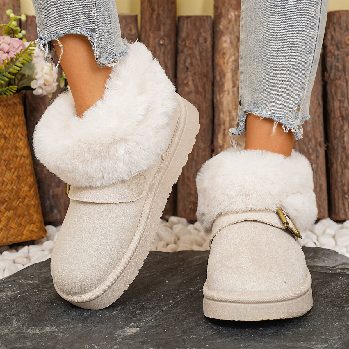 Free shipping designer Boots New velvet thickened warm short tube cotton shoes for women round toe thick soled snow boots