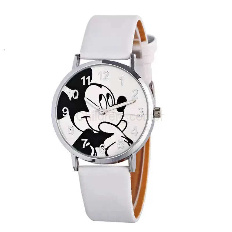 Disney Mickey Cartoon Childrens Watch Fashion Watch PU Leather Strap Quartz Watch Boys and Girls Student Birthday Gift H251011