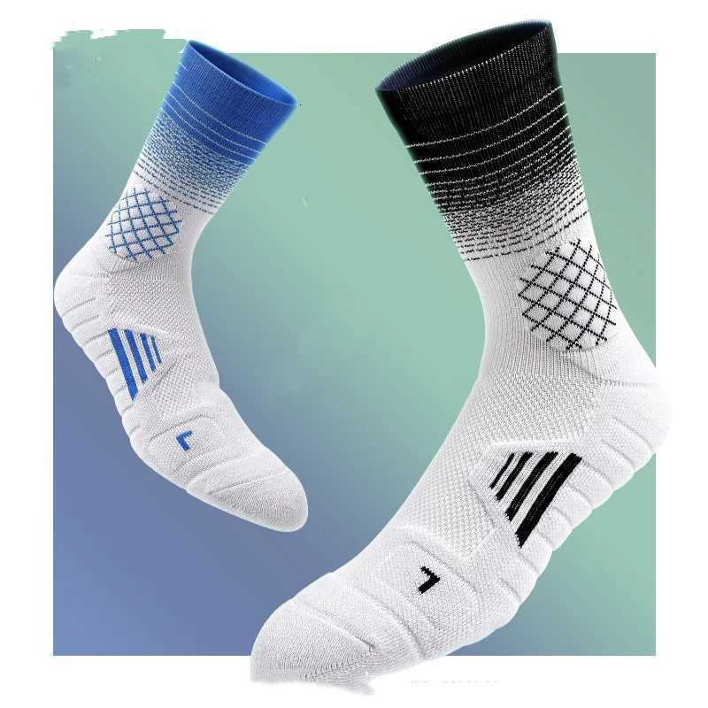 Gradient basketball socks for men and women professional actual combat towel bottom thickened medium long tube sports running soW251011