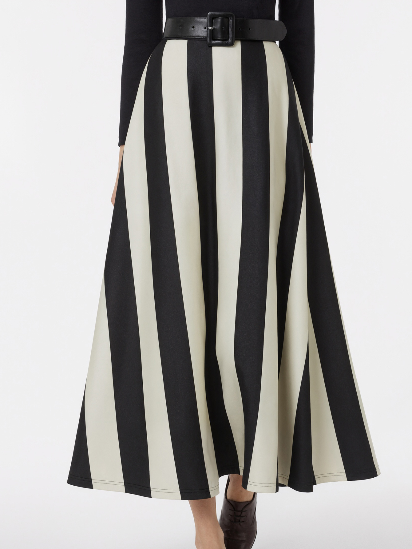 Women's Autumn Winter Casual Striped Midi Skirt - French Elegant Office - Wear Mixed - Color Skirt-CF53984