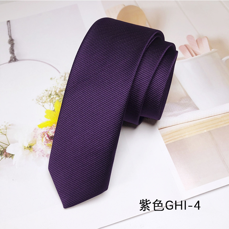 KAMBERFT Fashion Casual 4cm Slim Silk Tie Solid Color Black Red Ties Handmade Men Woven Skinny Necktie For Wedding Party 250908