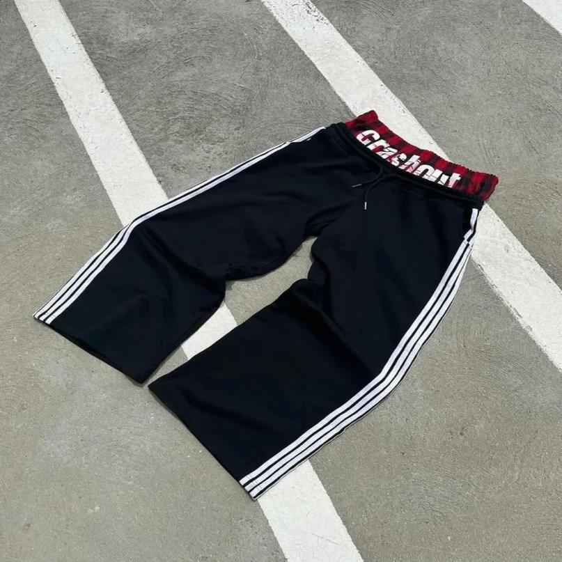 Harajuku loose Y2K fashionable simple striped mens casual pants retro high waisted hiphop and womens sports 240827