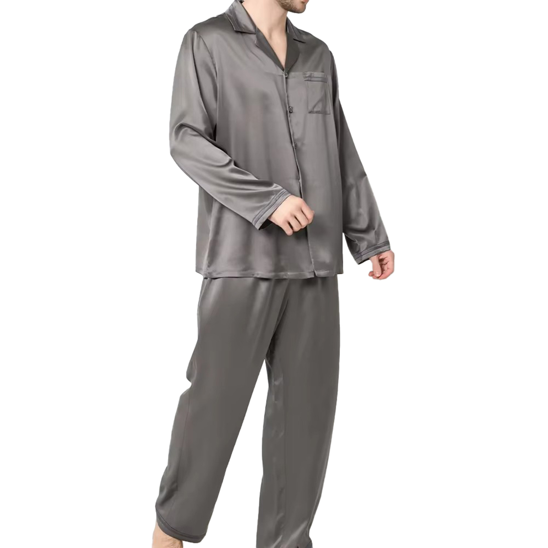 Men's Luxury Warm Terry Flannel Cotton Plaid Pajama Set Breathable Bamboo Fiber Sleep Casual Pants Plus Size