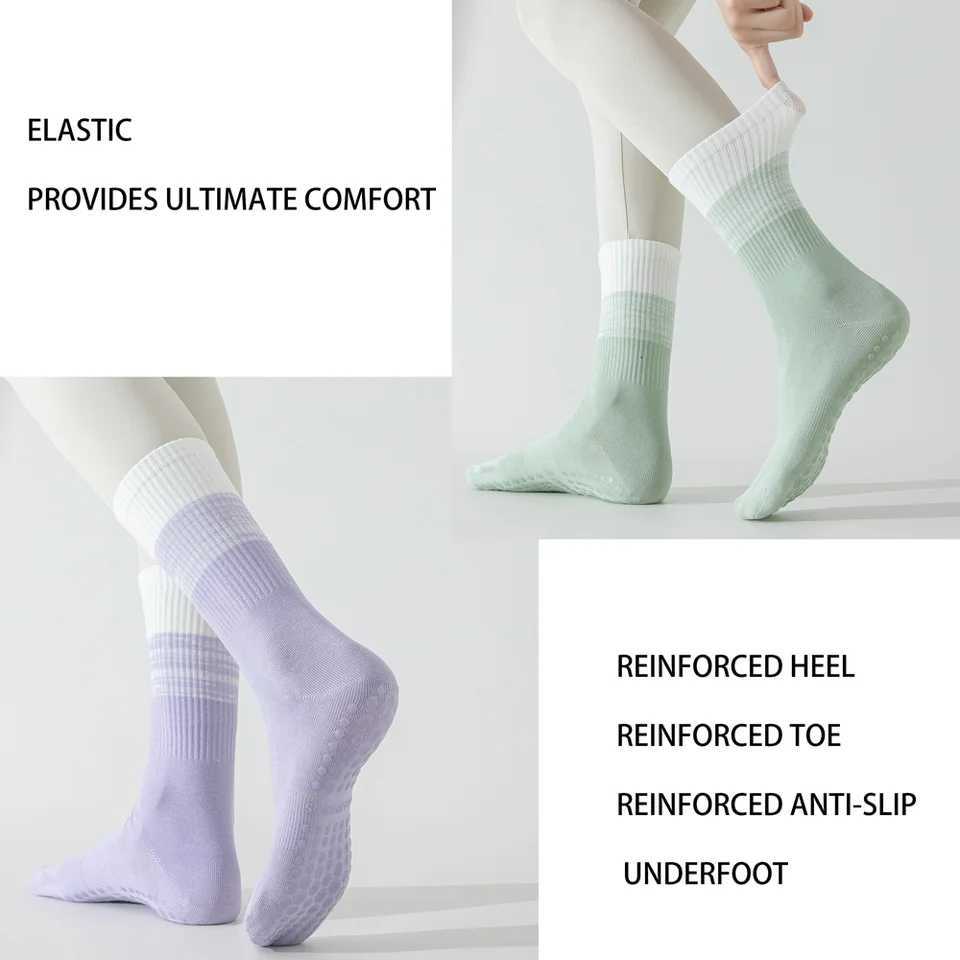 3 Pairs Cotton ANTI SLIP Breathable Mid Calf Yoga Socks Sports Socks Pilates Socks Dance Fitness Training Women Sock EU3642W251011