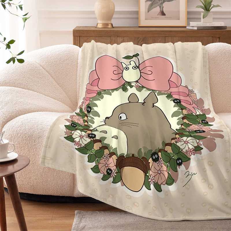 Winter Warm Sofa Fleece Camping Nap Blanket TTotoros Double Bed Anime Cute Fluffy Soft Blankets King Size Microfiber Bedding C251011