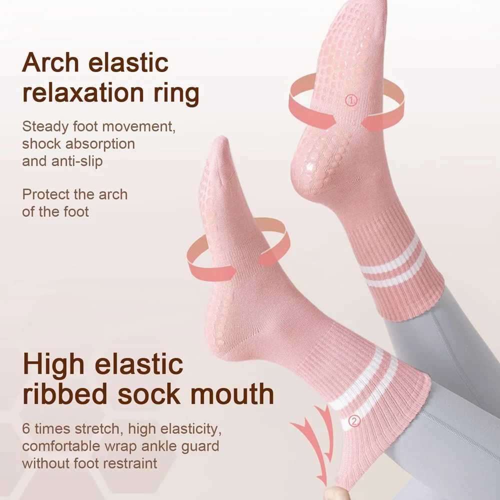 Midtube Women Yoga Socks Cotton Professional Nonslip Silicone Indoor Fitness Socks Floor Socks Dance Pilates Sports SocksW251011