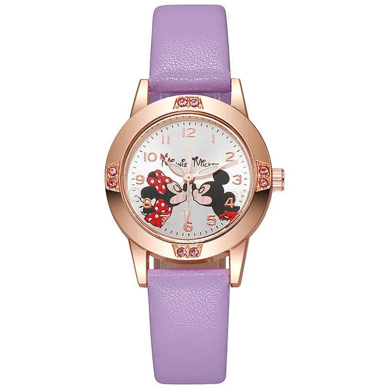 Disney Mickey Mouse Cute Fashion Cartoon Childrens Watch Leather Strap Suitable for Boys and Girls Quartz Watch Festival Gift H251011