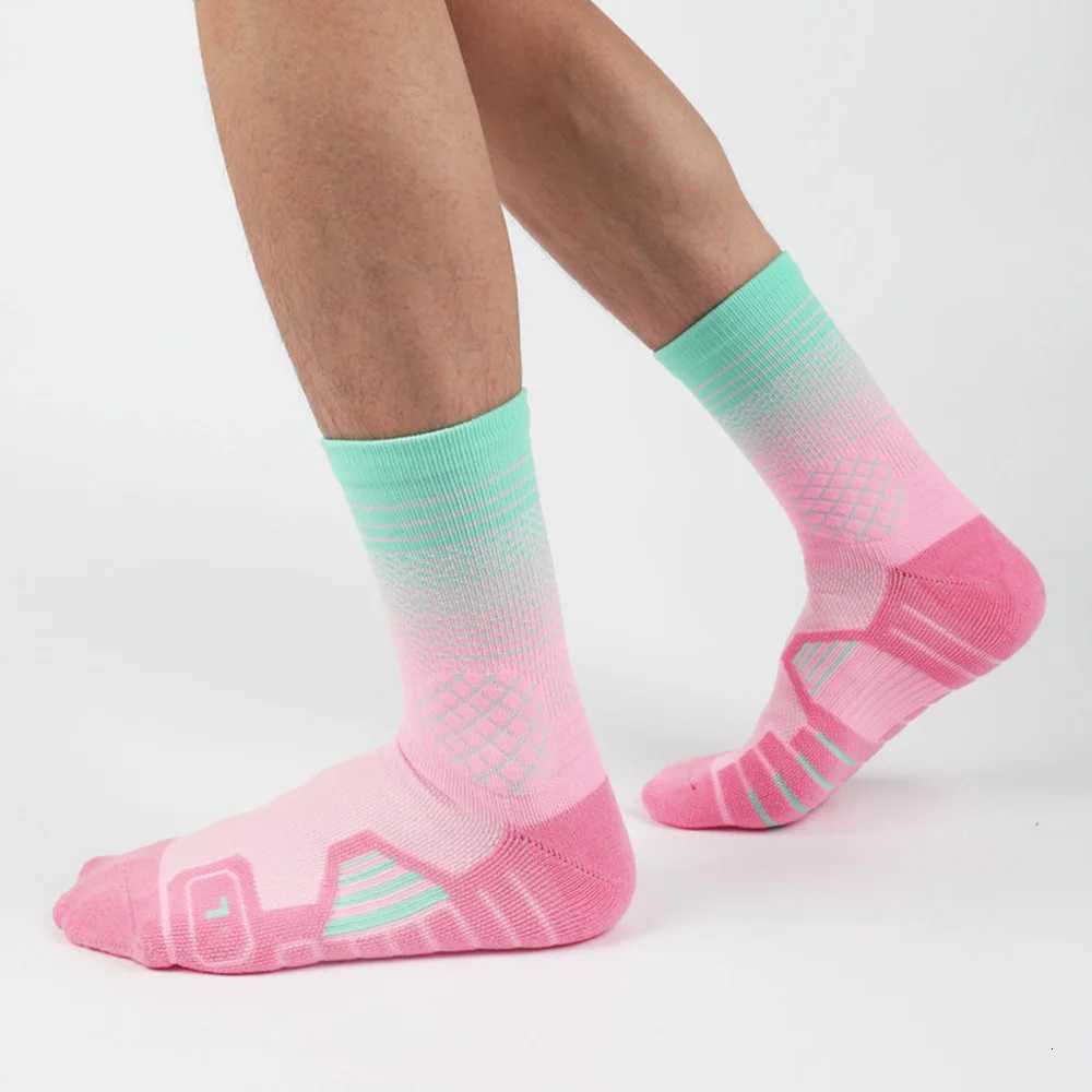 Gradient basketball socks for men and women professional actual combat towel bottom thickened medium long tube sports running soW251011
