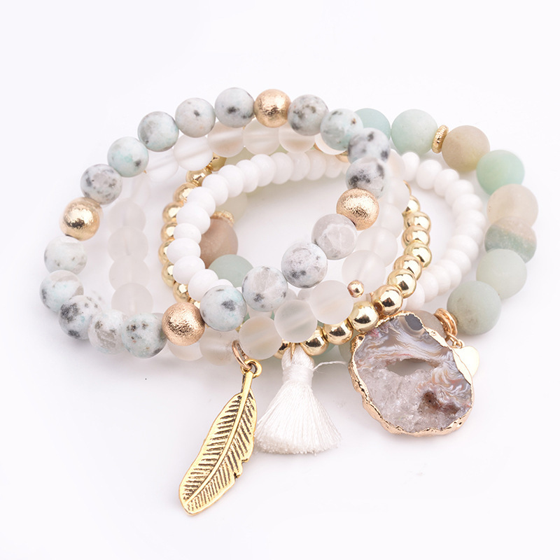Fashion Boho Natural Stone Beaded Bracelet Jewelry Multi 6pc Stack Bracelet Bangle Sets For Women Gift 240528