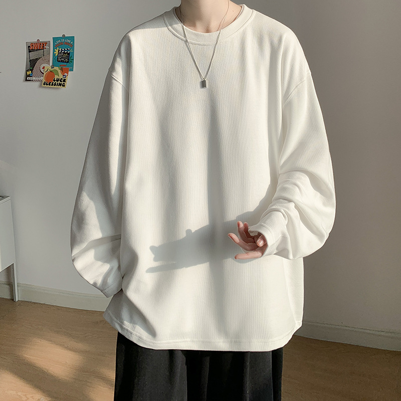 Designer Shirt Long Sleeve T-shirt For Men 2025 New Spring And Autumn Heavyweight Pure Designer Hoodie Cotton Sweatshirt Loose Fit Base Layer Top