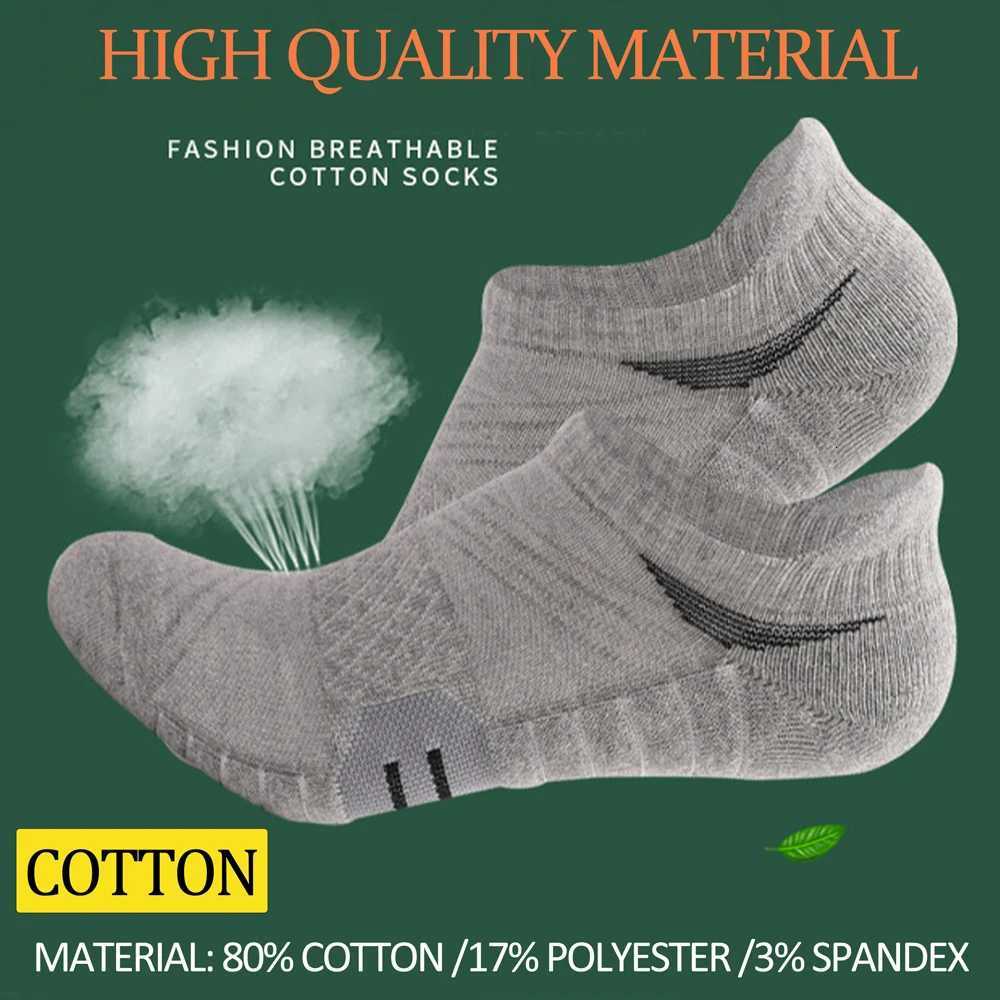 6 Pairs Mens Sports Running Heavy Cushion AntiSlip Boat Socks Combed Cotton MoistureWicking Odor Control Unisex Sizes 3550W251011