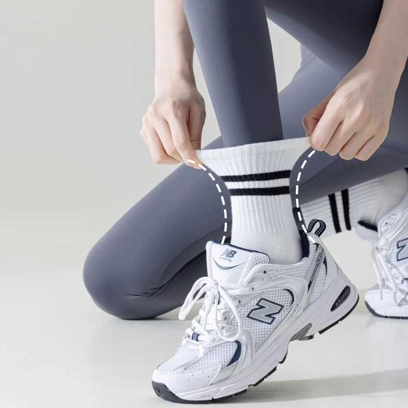 5 Pairs Sports Socks Woman Non Slip Pilates Yoga Socks Stripe Pure Cotton Silicone Grips Sportswear Woman Gym Dance Floor SocksW251011