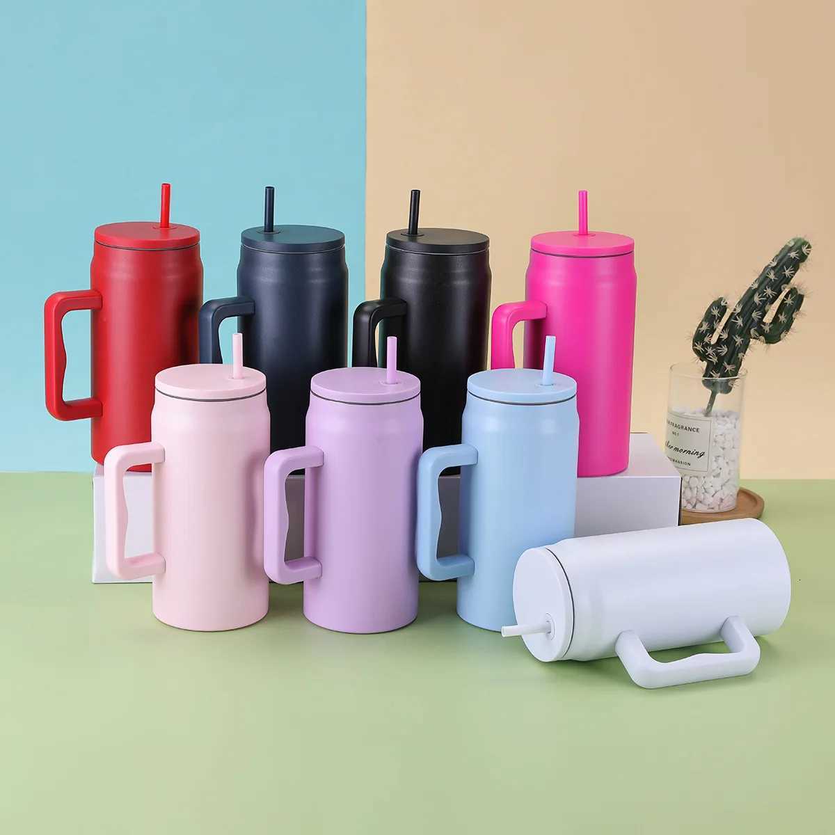 50 Oz Giant Straw 304 Stainless Steel Vacuum Insulated Large Capacity Portable Handle Car Cup C251011 W260226