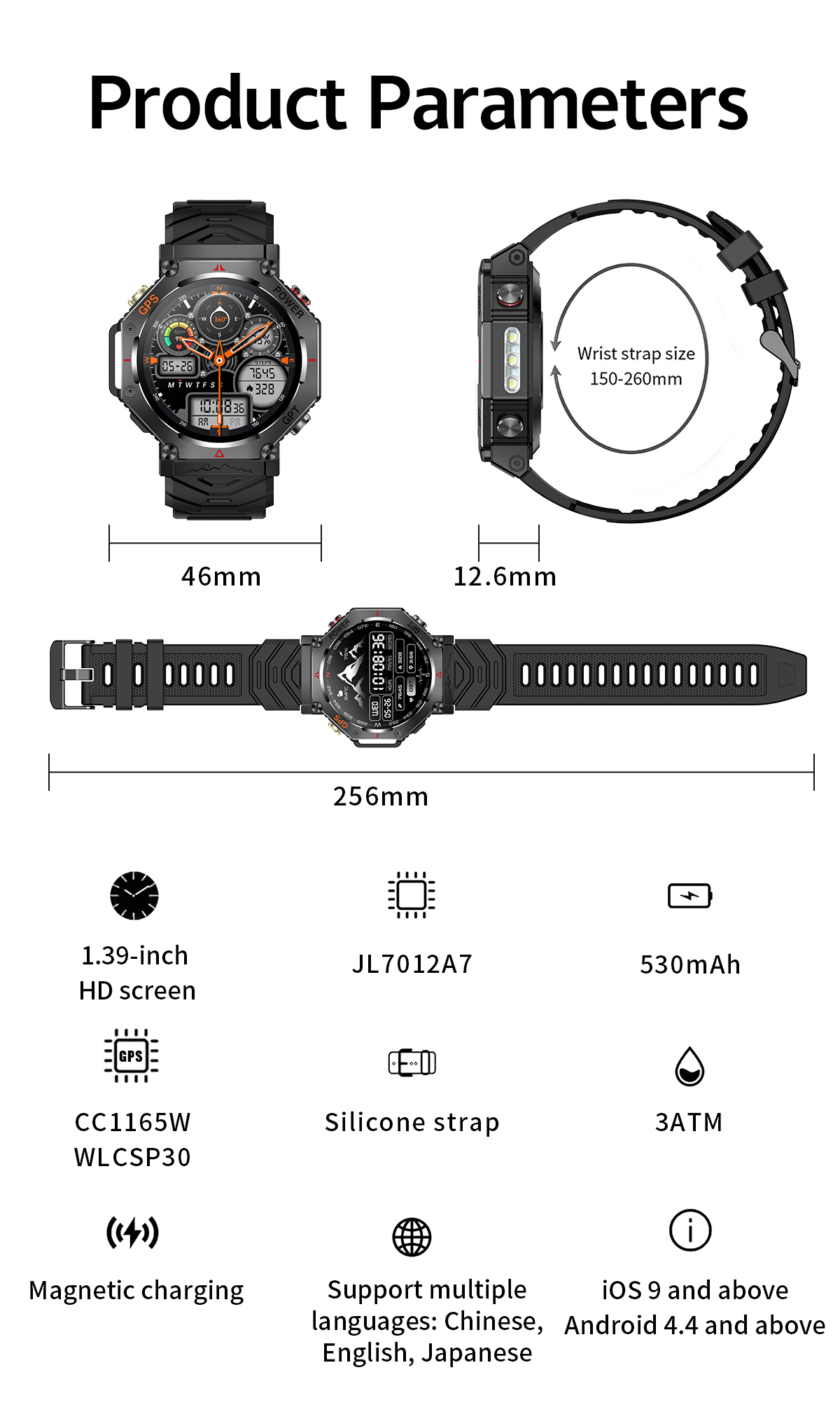2025 KC91 Waterproof GPS Smartwatch for Outdoor Activities with Bluetooth Calling & NFC Features