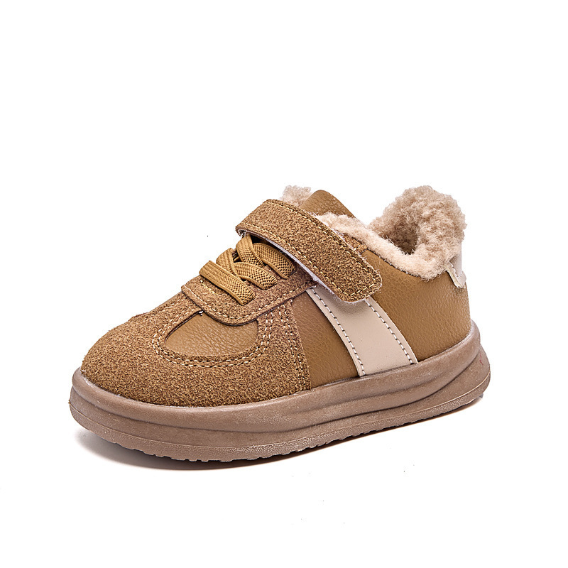 Childrens Shoes FleeceLined Sneakers Boys Double Cotton Shoes Warm 2025 Winter Girls Baby Soft Sole NonSlip Winter 250819