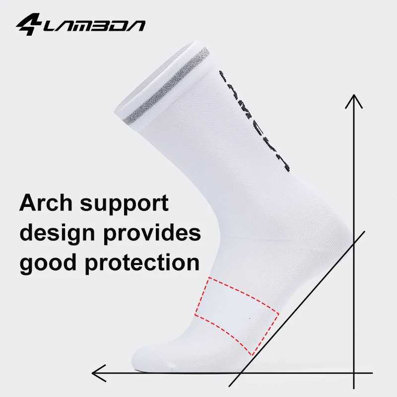 LAMEDA Sports Socks Sweatabsorbent and Breathable Outdoor Cycling Midcalf Socks for Men and Women Reflective Sports SocksW251011