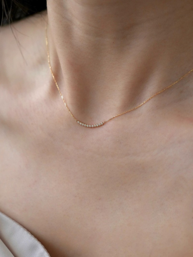 Necklace Fine Jewellery Jewellery 925 Sterling Silver Smile Mini Row Cubic Zirconia 1 Collarbone Chain for Daily Wear Special Occasion Gift High Quali