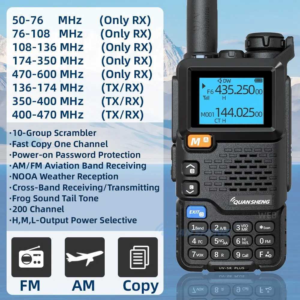 Quansheng UV 5R Plus Walkie Talkie Portable Am Fm Two Way Ra Cmutator VHF Station K5 Receiver Ham Wireless Set Long Range Y251013