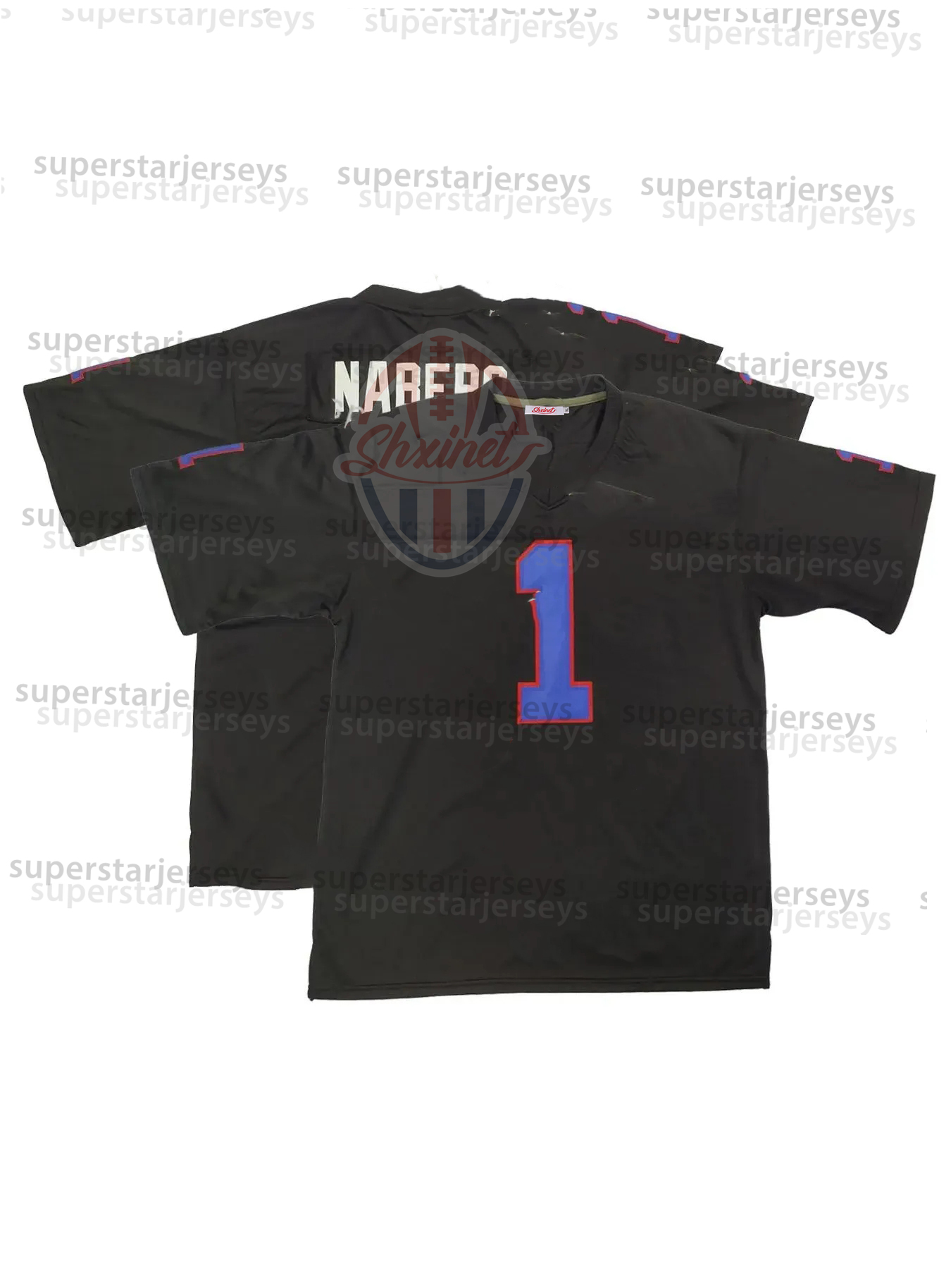 Personalize Custom Blue/White/Red Football Jerseys 6 Jaxson Dart 1 Malik Nabers 51 Abdul Carter 3 Russell Wilson Skattebo Nom and Num Embroidered Lett