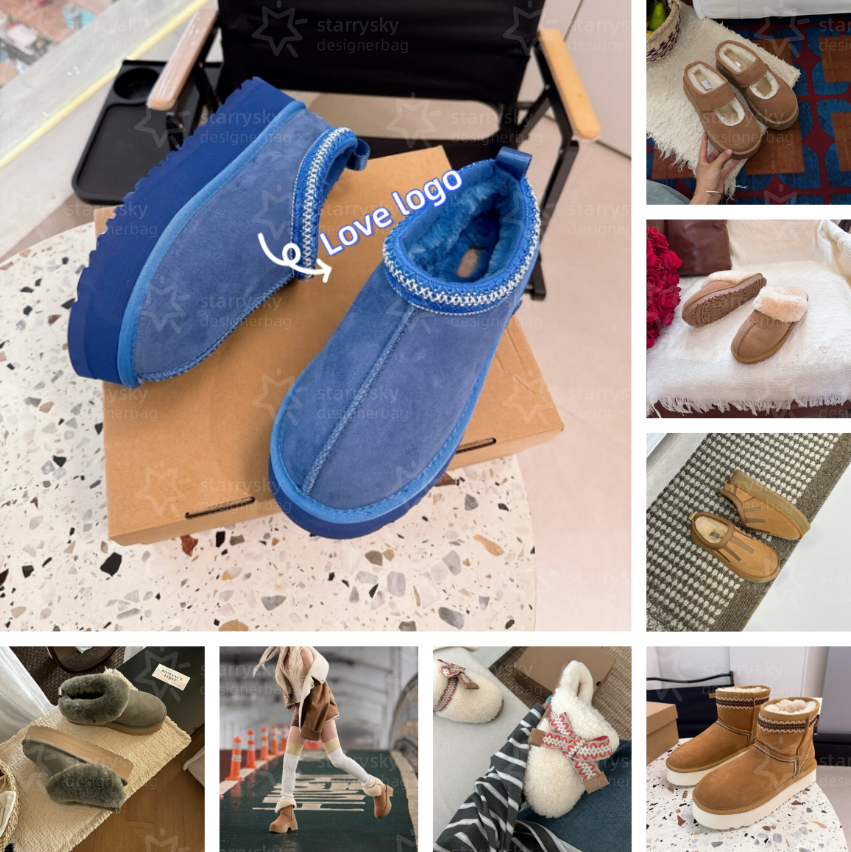 Designer Slippers Winter Boots Fur Slides Sheepskin Women Men Ultra Mini Platform Boot Slip-on Shoes Suede Comfort Booties