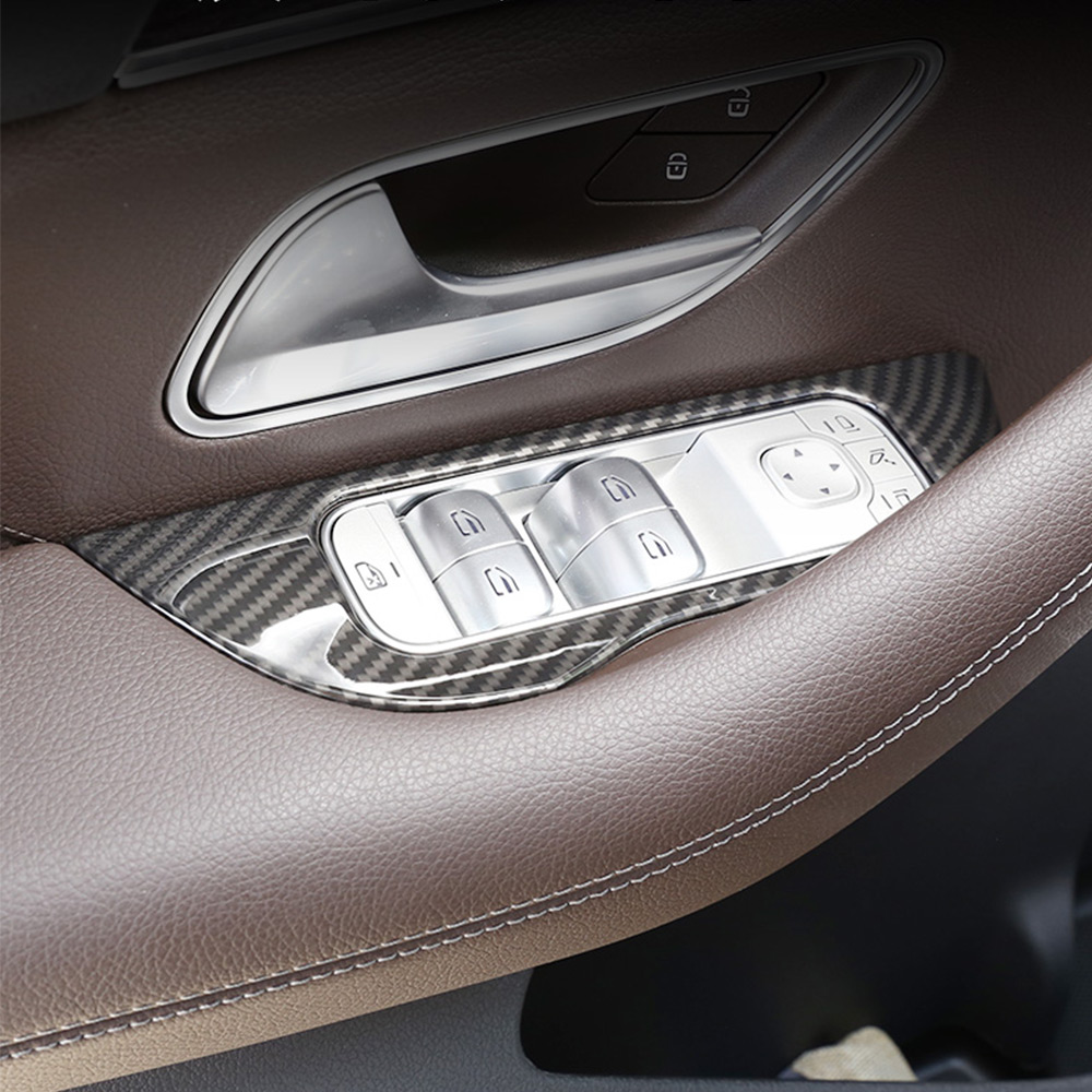 Car Door Window Control Panel Carbon Fiber Cover Molding Door Lock Glass Lift Switch Frame for Mercedes Benz GLS X167 GLE W167 GLE Coupe C167 450 350 
