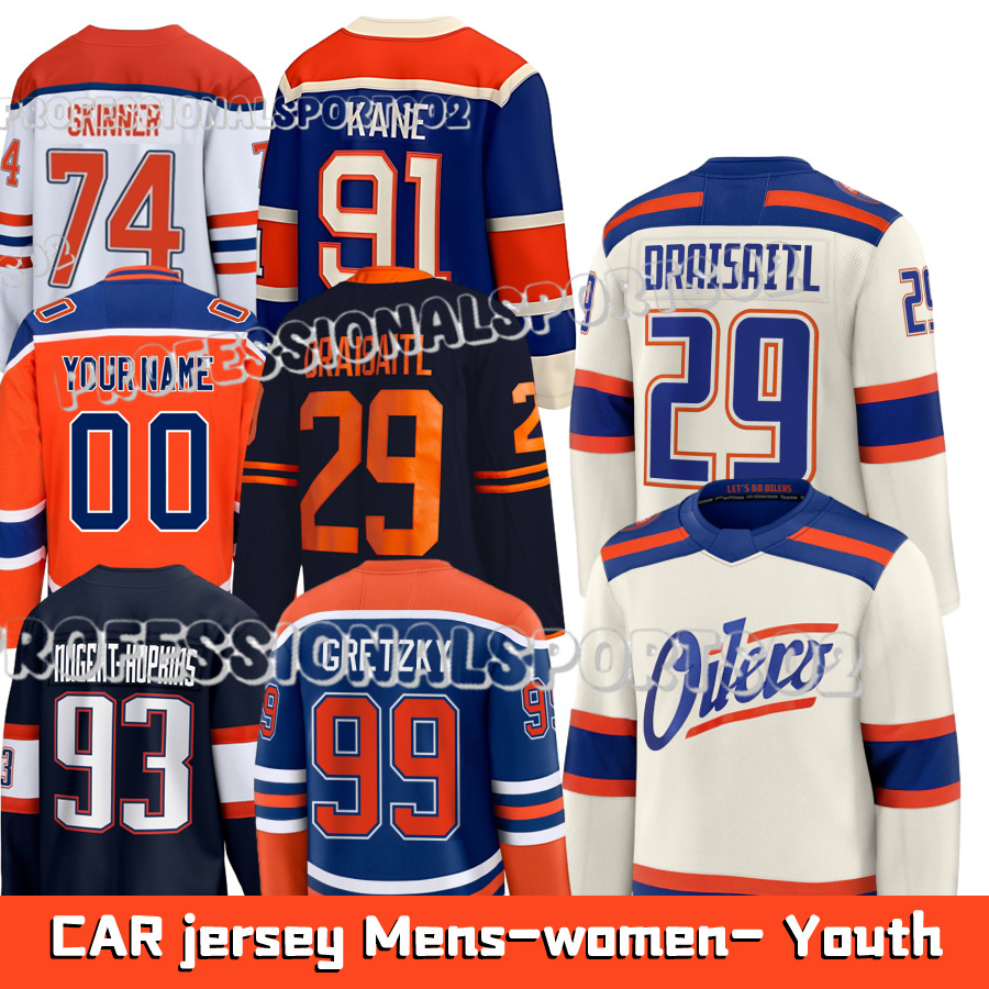 Edmonton Oiler Jerseys #97 McDavid C #29 Draisaitl A #18 Hyman Patrick Kane Ryan Nugent-Hopkins Stuart Skinner Wayne Gretzky Hockey Jerseys