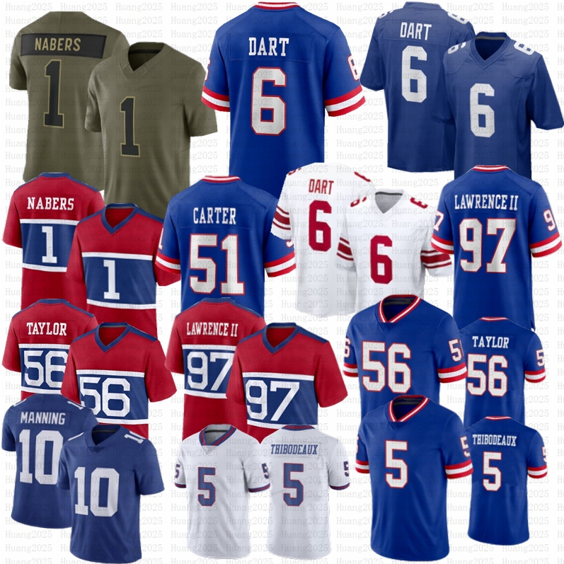 Abdul Carter Malik Nabers Russell Kayvon Thibodeaux Wilson Brian Burns Dexter Lawrence II Football Jersey Jaxson Dart Manning Strahan Hyatt Bavaro Cam Skattebo