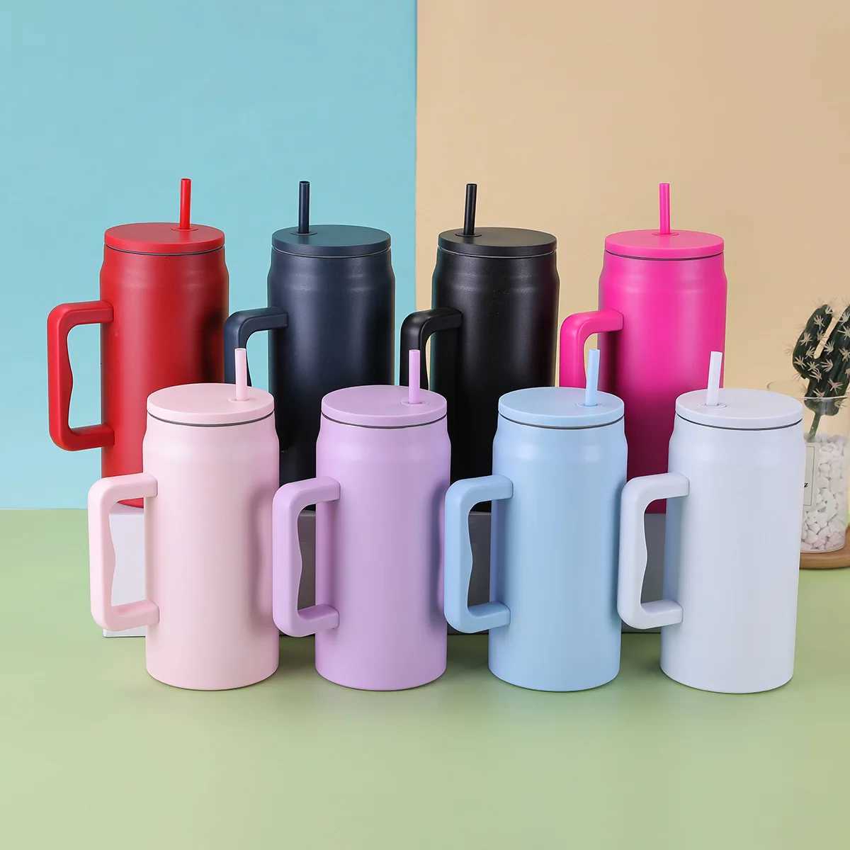 50 Oz Giant Straw 304 Stainless Steel Vacuum Insulated Large Capacity Portable Handle Car Cup C251011 W260226
