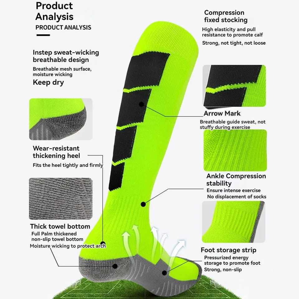 Loogdeel 1 Pair Soccer Socks Sport Knee High Socks Calf Compression Athletic Socks for Kids Adults RunningTraining FootballW251011