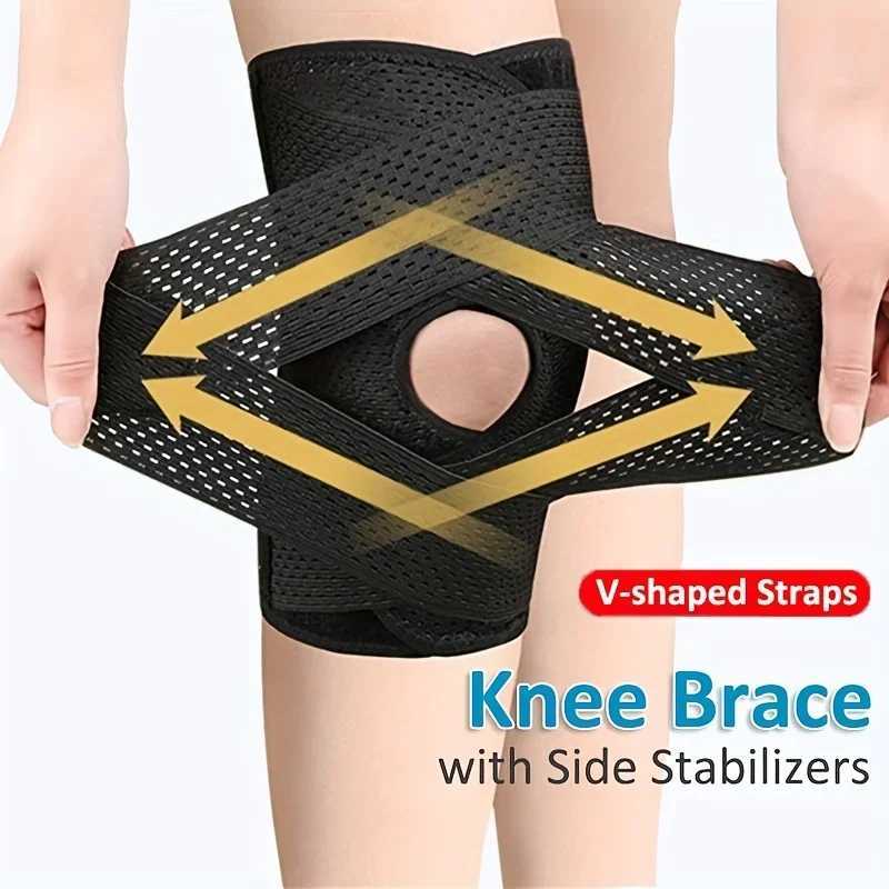 Unisex Compression Sports Knee Brace VCross Strap Breathable Mesh with Side Stabilizers for Knee Pain Relief Running Support C251011