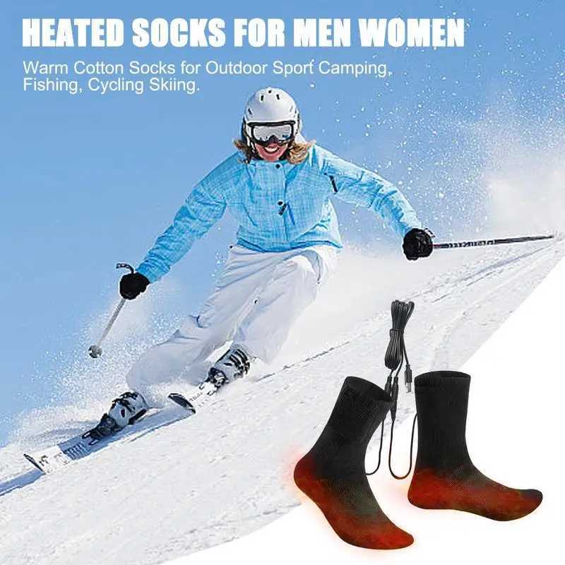 Winter Heated Socks USB Thermal Stockings 5V Long Warmth StockingHeating Foot Warmer Electric Socks Warm Sock Cycling SkiW251011