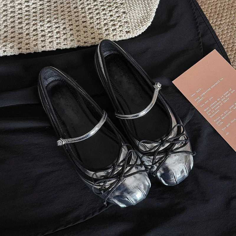 Round Toe Bow One Buckle Strap Mary Jane Shoes Women 2025 New Flat Single ShoesXJ251011