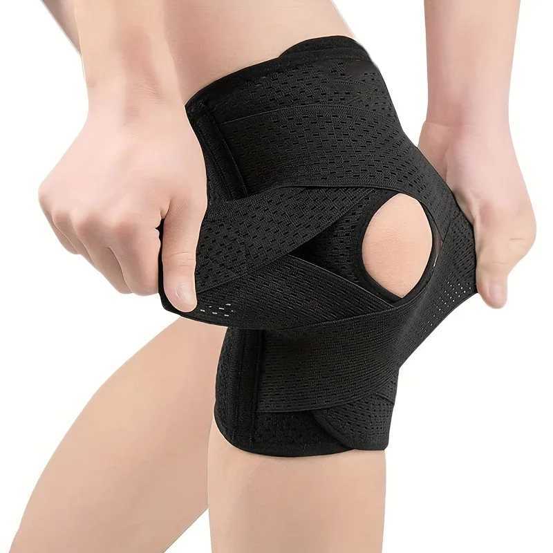 Unisex Compression Sports Knee Brace VCross Strap Breathable Mesh with Side Stabilizers for Knee Pain Relief Running Support C251011