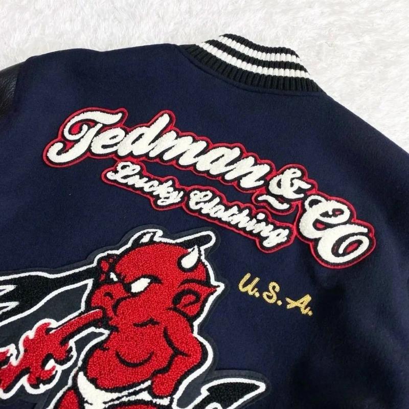 Men's Jackets Streetwear Embroidered Bomber Men Spliced PU Leather Sleelves Retro Varsity Spring Autumn Baseball Uniform Coats Motorcycle Jacket 