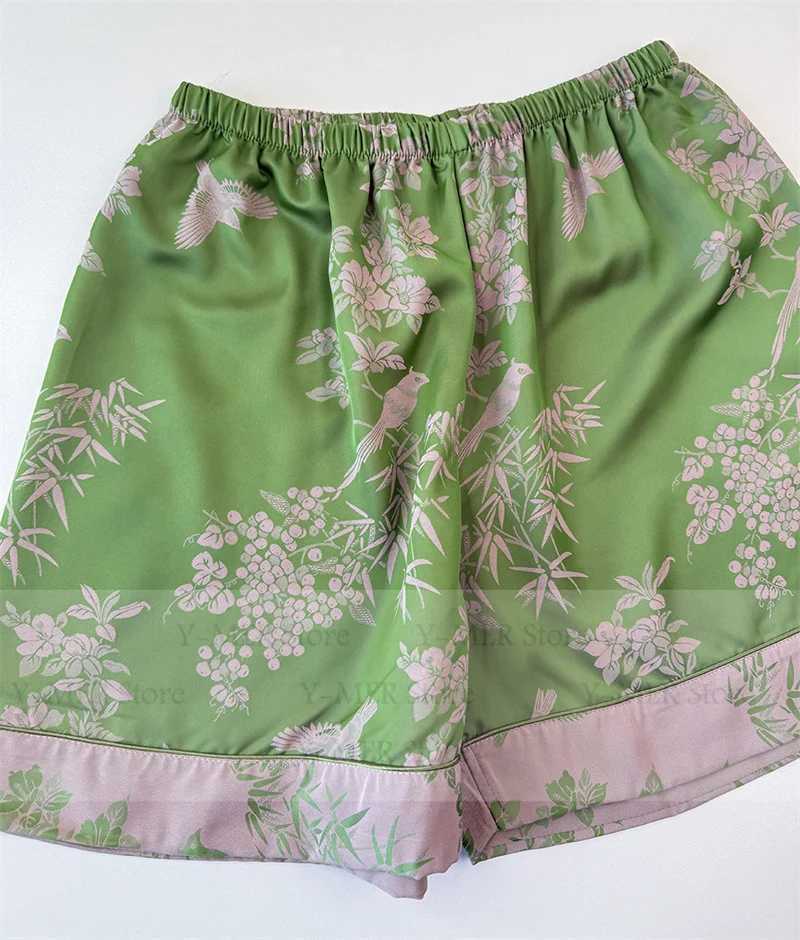 Yellow Jacquard Pyjamas Femme Women Elegant Home Clothes Short Sleeve Pijama Mujer Sexy Lace Trim Sleepwear Nightwear Summer New Y251010