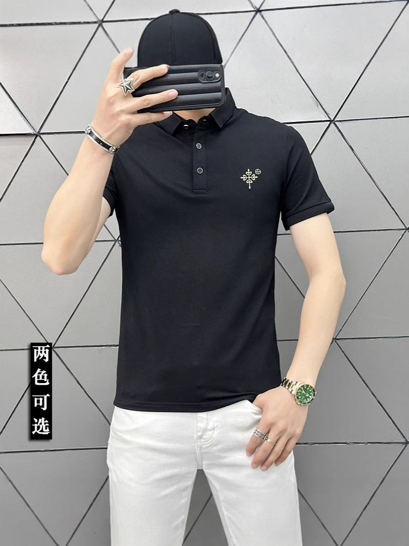 Light Luxury Polo Shirt Men Short Sleeve Turn-down Collar Designer Shirt T-shirt 2025 Summer New Men's Trendy Brand Embroidery Half Designer Hoodie Sleeve Clothing
