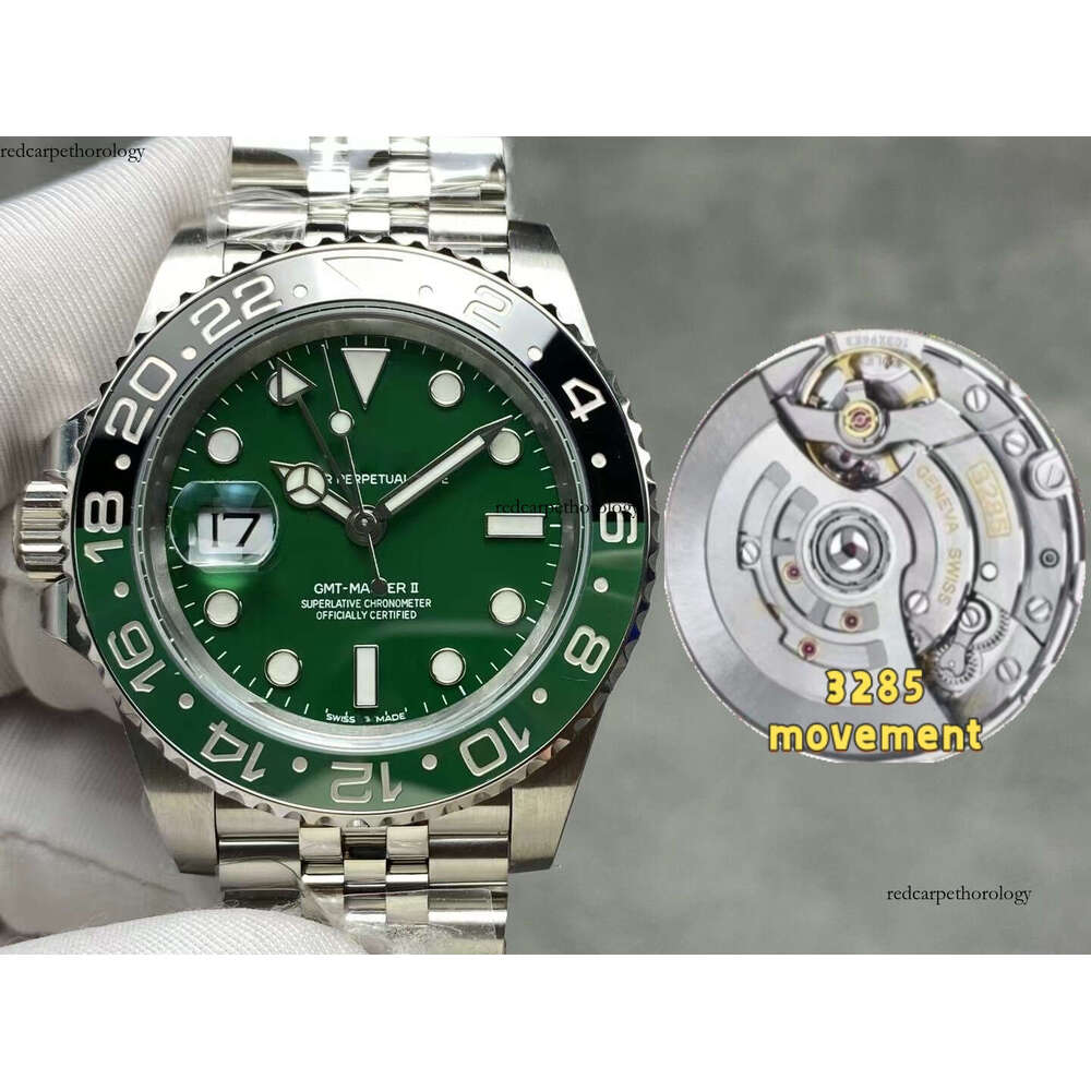 BOX Mens 40mm Green Pepsi Bezel Batman Designer Watch Automatic Mechanical Cal.3285 Movement 904l Bracelet Box 904LSteel case Waterproof with box