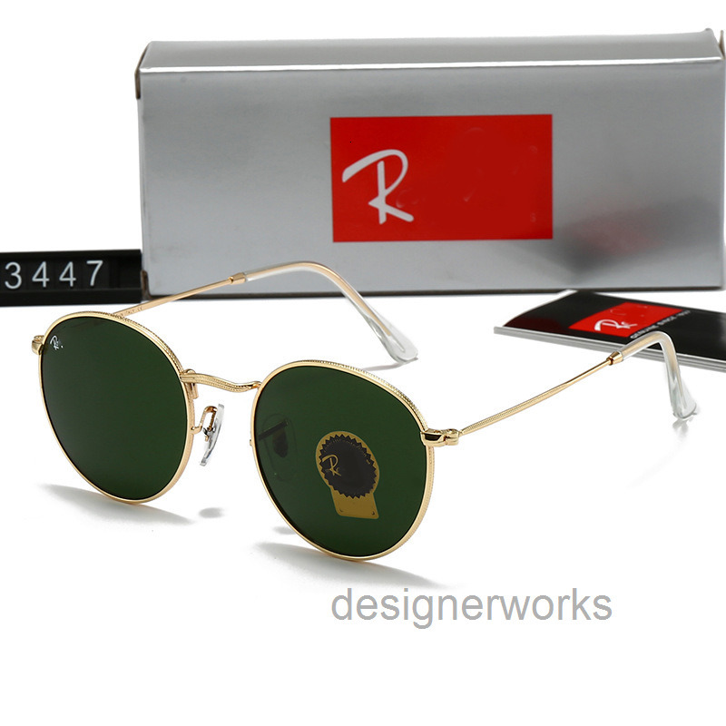 designer luxury rayban ray bans rayband sunglasses ray banssunglasses for men women High Quality Metal Glass Sunglasses 3447 Round Frame Sungla sun glasses ZJG5
