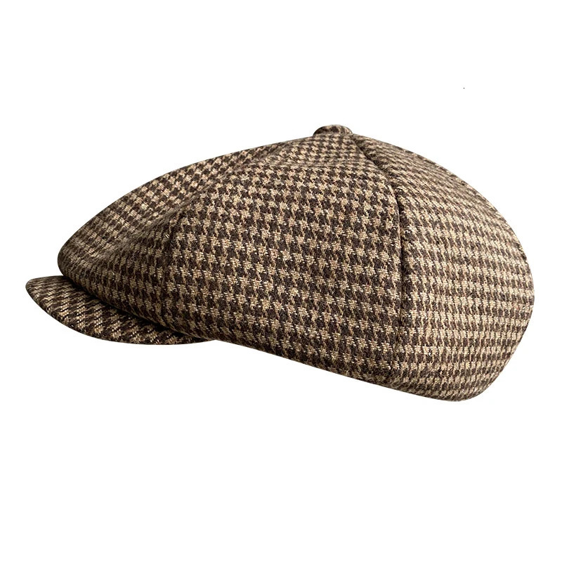 Retro sboy Cap Men Coffee Houndstooth Flat Caps Women Men British Painters Hat Soft Spring Autumn hats Octagonal Cap BLM394 251008