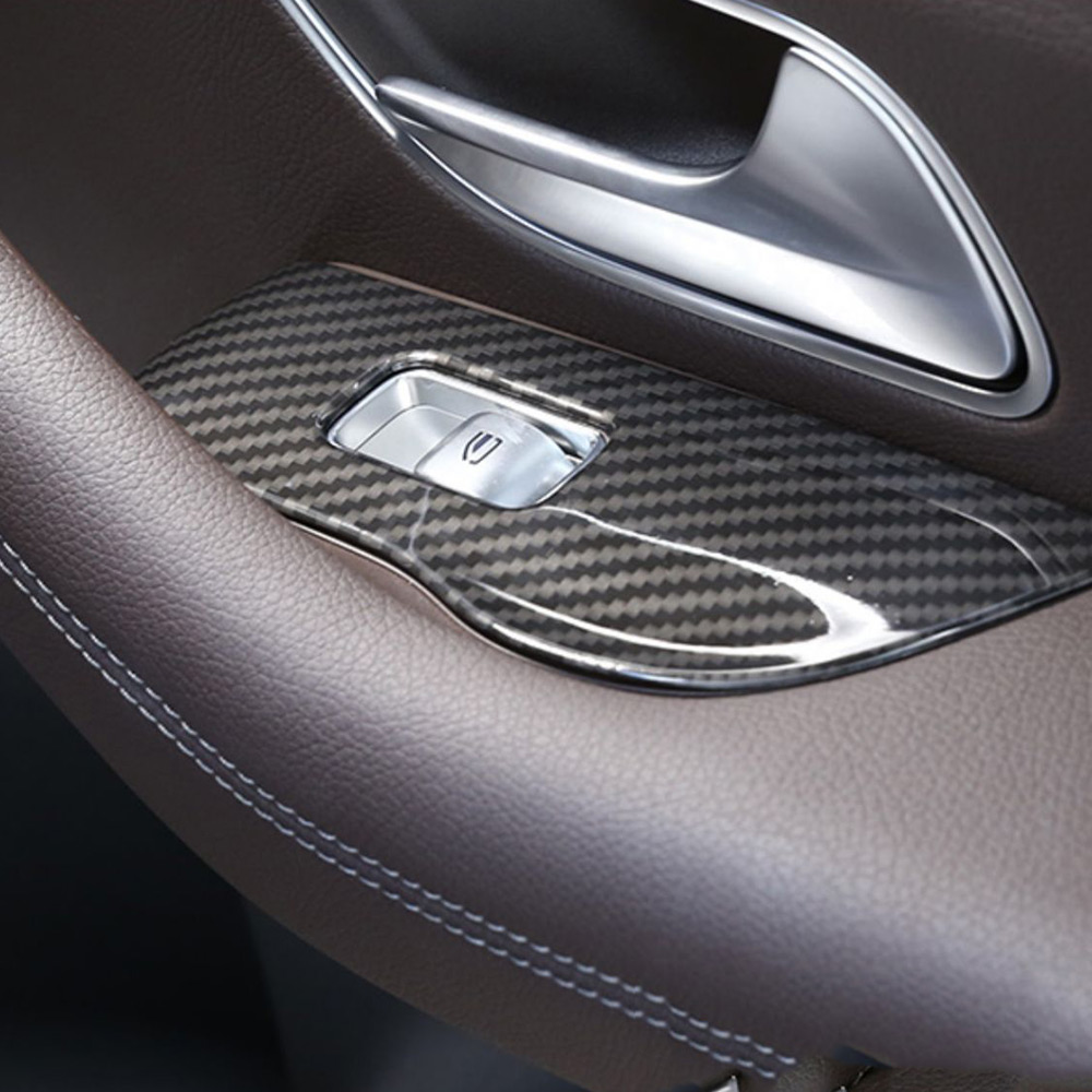 Car Door Window Control Panel Carbon Fiber Cover Molding Door Lock Glass Lift Switch Frame for Mercedes Benz GLS X167 GLE W167 GLE Coupe C167 450 350 
