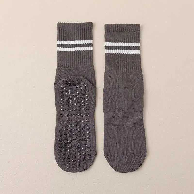 Solid Breathable 2025 Yoga Midcalf Socks New Color Striped Cotton Antislip Sports Socks Pilates Socks Dance Fitness Training SW251011
